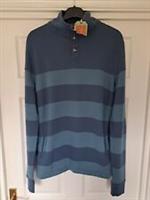 Fat Face Thorpe Sweatshirt Size S (P2P 23") Oversize Rugby Stripe Half Neck Blue - S Regular