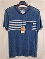 Fat Face Indigo Stripe T-Shirt Men's Size S P2P 19.5" Indigo Dye Blue BNWT - S Regular