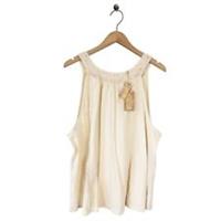 Fat Face Cream Cotton Embroidered Boho Sleeveless Top Size 20 NEW - 20 Regular