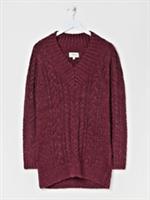 Fat Face Alicia Tunic Jumper V Neck Size 12 Dark Red Longline Jumper BNWTrrp £59 - 12 Regular