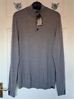 Fat Face Lightweight Jumper Mens Size L Slim Wool 1/2 Neck 'Copper & Black' Grey - L Regular