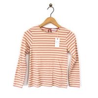 Fat Face Young Crew Striped T-Shirt 10-11 Years Red Cream Cotton Long Sleeve