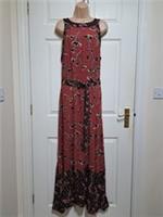 Fat Face Sandie Dress Maxi Halterneck Size UK 14 Brick Red Pressed Floral BNWT - 14 Regular