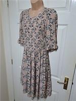 Fat Face Pacey Damask Dress Floral Size UK 10 Shirred Bodice Short Sleeve Black - 10 Regular