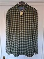 Fat Face Read Shirt Men's 2XL P2P 27" Check Flannel Green Long Sleeve RRP £46 - 2XL Regular