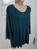 Fat Face Metalic Fibres Top UK 10 Oversized Viscose 3/4 Sleeves Soft Feel Green - 10 Regular