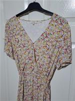 Fat Face Rochelle Gathered Floral Dress Size UK 16 Midi Tiered Pockets Summer - 16 Regular