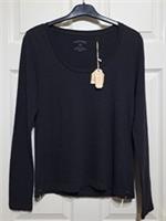 Fat Face Kelly Scoop Tee Long Sleeve T-Shirt UK 10 Organic Cotton Black BNWT - 10 Regular