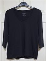 Fat Face Kelly Scoop Tee 3/4 Sleeve T-Shirt UK 10 Organic Cotton Black BNWOT - 10 Regular