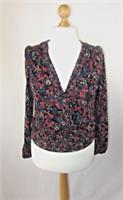 FAT FACE Womens Long Sleeve Reese Jewel Bloom Wrap Top Tie Waist - Size 8 BNWT - 8 Regular