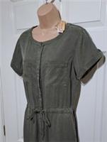 Fat Face Annabelle Jumpsuit UK 10 Olive Green Tencel Short Sleeve Cinch Waist - 10 Regular