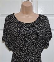 Fat Face Erin Dress UK 12 Above Knee Versatile Tie Ditsy Floral Viscose Black - 12 Regular