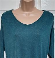 Fat Face Metalic Fibres Top UK 10 Oversized Viscose 3/4 Sleeves Soft Feel Green - 10 Regular