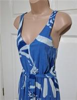 Fat Face Fione Dress Size UK 8 Maxi Painted Shell Cobalt Blue Cotton Linen Belt - 8 Regular