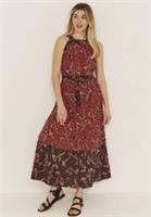 Fat Face Sandie Dress Maxi Halterneck Size UK 12 Brick Red Pressed Floral BNWOT - 12 Regular