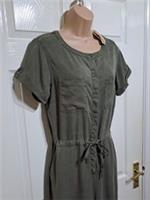 Fat Face Annabelle Jumpsuit UK 10 Olive Green Tencel Short Sleeve Cinch Waist - 10 Regular