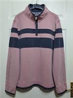 Fat Face Airlie Sweatshirt Men's Size XL P2P 25" Chest Stripe 1/4 Zip Pink Blue - XL Regular