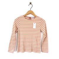 Fat Face Young Crew Striped T-Shirt 10-11 Years Red Cream Cotton Long Sleeve