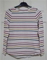 Fat Face Breton Top Long Sleeve Size UK 8 Natural Ivory Cotton Stretch BNWOT - 8 Regular