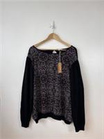 FatFace Davina Black Floral Knit Woven Jumper Size 24 BNWT 6% Cashmere - 24 Regular