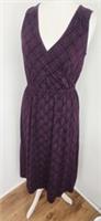 Fat Face Women's Burgundy Print Jersey Sleeveless Midi Dress UK 14 - 14 Regular