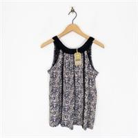 Fat Face Nancy Crochet Floral Vest Top Size 12 NEW Broderie Blouse Black Cream - 12 Regular