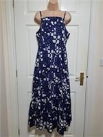 FatFace Navy Geo Batik Midi Dress UK 12 Strappy Cotton Tie Back Summer BNWT - 12 Regular