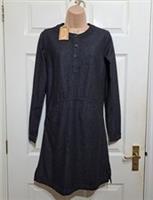 FatFace Rachel Denim Shift Dress Black Size UK 6 Long Sleeve Button Neck BNWT - 6 Regular