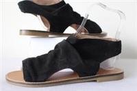 Fat Face Women's Black Suede Ruched Flats Sandals Casual Shoes Size 39/Uk 6