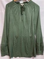BNWT**FATFACE** Green Long-Sleeved Casual Blouse Lightweight Round-Neck 8 CG M05