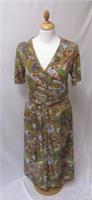 FAT FACE V Neck Cotton Dress Green Paisley Pattern Matching Belt Size 8 BNWT - 8 Regular