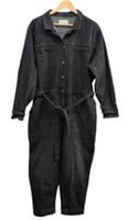 NEW Ladies FAT FACE Wash Black Denim Cinched Waist Curve Jumpsuit UK 22s CG E20