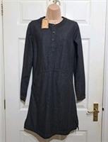 FatFace Rachel Shift Dress Black Denim Size UK 6 Long Sleeve Button Neck BNWT - 6 Regular