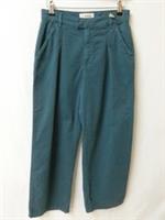FAT FACE Teal Canvas Cotton Pleated Front Wide Leg Trousers Size 8R BNWT RRP &pound;69 - 8 Regular