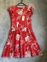 NEW FAT FACE Laurie Batik Jersey Dress UK8 Red White Floral Summer Knee Or Below - 8 Regular