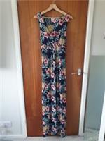 Fatface Maxi Dress Size 14 Navy Blue Jersey Floral Long Summer Holiday - 14 Regular