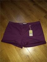 LADIES FAT FACE PADSTOW PURPLE STRETCH COTTON CHINO SHORTS SIZE 18 W40 BNWT NEW - 18 Regular
