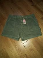LADIES FAT FACE KHAKI GREEN CALI DENIM CARPENTER SHORTS SIZE 18 W38 £42.00 BNWT - 18 Regular