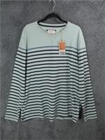 Fat Face T Shirt Mens XXXL 3XL Blue Black Striped Breton Colourblock Long Sleeve - 3XL Regular