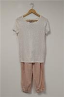 Women's FatFace Pink & White Stars 2 Piece Cotton Sleepwear Set Size UK 14 NWT - 14 Regular