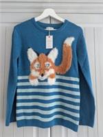Fatface Girls Teal Green Felicity Fox Knitted Jumper Age 12-13 BNWT