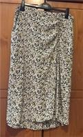 New Fat Face Black Mix Paisley Crepe Ruched Hip Midi Skirt UK16 L33" - 16 Regular