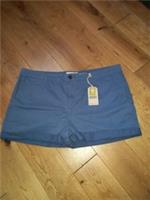 LADIES FAT FACE 'PADSTOW' BLUE STRETCH COTTON CHINO SHORTS SIZE 18 W40 BNWT NEW - 18 Regular