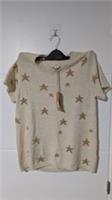 : Fat Face Sienna Star SS Top Ivory Gold Glitter Stars Size 10 NWT RRP &pound;46 - 10 Regular