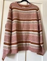New Fat Face Blush Pink Mix Stripe Alpaca Wool Blend Knit Jumper UK16 - 16 Regular
