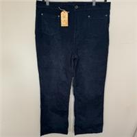 Fat Face Navy Corduroy Cropped Trousers UK 16 Wide Leg Cord Pants New With Tags - 16 Regular