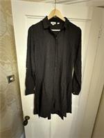 New Fat Face Black Shirt Dress Star Print Tab sleeves 8 18 - 14 Regular