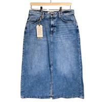 Fatface Denim Midi Skirt Size UK 12 Blue Carla Front Split Responsible Denim - 12 Regular