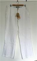Fat Face White 100% Linen Womens Trousers New With Tags Size 16 Wide Leg - 16 Regular