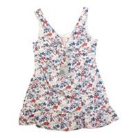 Fat Face White Floral Tunic Dress UK 10 BNWT Cotton Jersey Summer Beach - 10 Regular